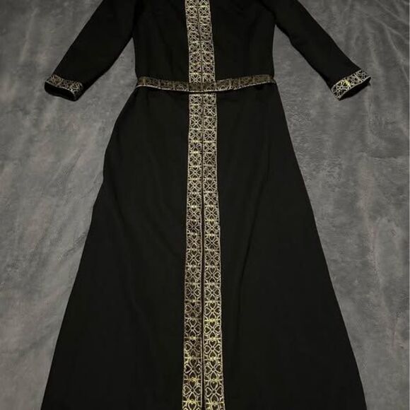 Vintage 1970s Caron Chicago Black/Gold Abaya Kaftan (RARE FIND) - Picture 7 of 7